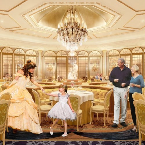 Disneyland Hotel Mensen ontmoeten prinses Belle in het Disneyland hotel