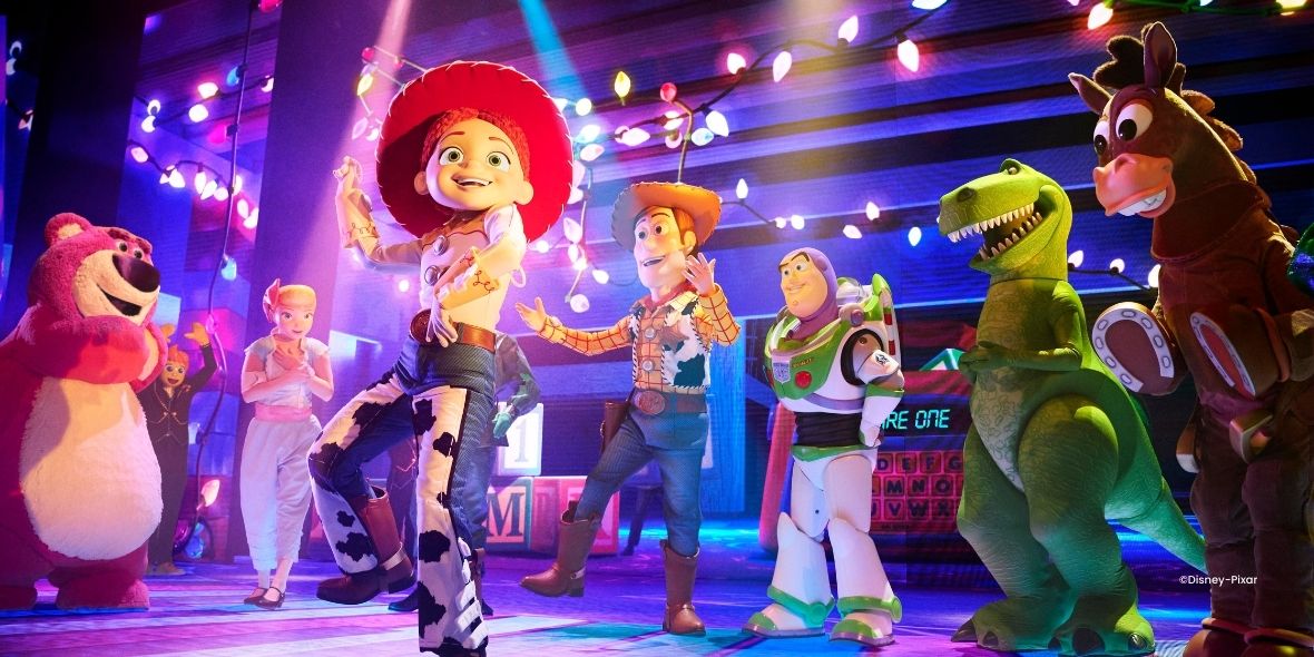 Figuren van Toy Story tijdens de show